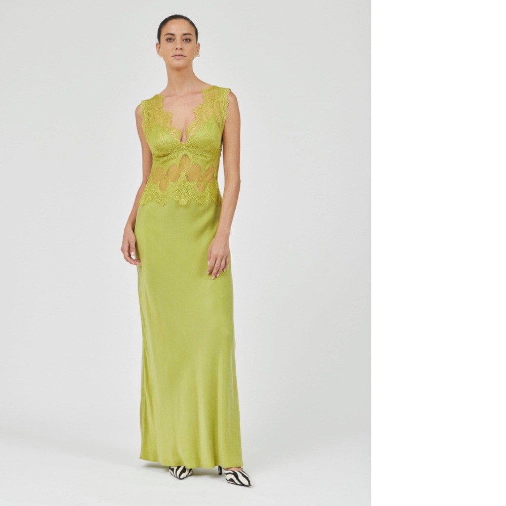 Lace Floor Length Dress in Fig